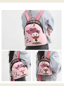 NCosmos Bear 'Give You A Little Red Flower' Series Backpack, Birthday Gift, Back-To-School Gift - Rose Red With Green - View 4