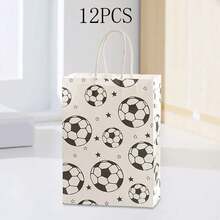 24/16/12/10/8/18 piezas/Set Bolsas de regalo con patrón de fútbol blanco y verde de 21*15*8cm, adecuadas para partidos de fútbol, fiestas de cumpleaños familiares, reuniones y decoración de envoltorios de regalo - Multicolor - Ver 15