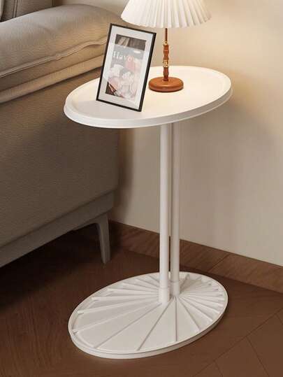 1 件椭圆形现代黑色沙发边桌、床头柜、玄关桌，适用于家庭沙发、客厅、卧室、阳台