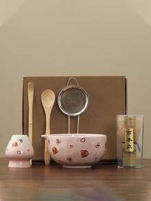 1/6pcs Japanese Matcha Tea Set, 530ml Capacity, Includes Cute Bow Matcha Bowl And Matcha Whisk, Suitable For Making Matcha Latte, Gift For Matcha Lovers - Multicolor - View 6