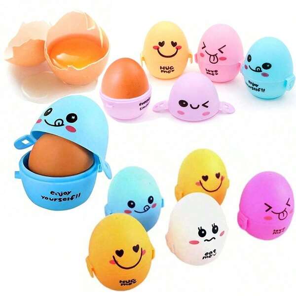 3pcs Portable Egg Holder, Cartoon Egg Box For Outdoor Camping, Egg Transport Container, Egg Storage Box, Protective Egg Storage Container For Outdoor Travel And Hiking, Convenient Breakfast Supplies, Family Dinner Supplies, Party Supplies