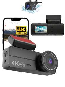 4K 汽车行车记录仪，WiFi 车载摄像头，带应用程序控制，1.47 英寸屏幕行车记录仪，带 24 小时停车监控（不含有线套件），G 传感器 - 黑色 - 查看 14