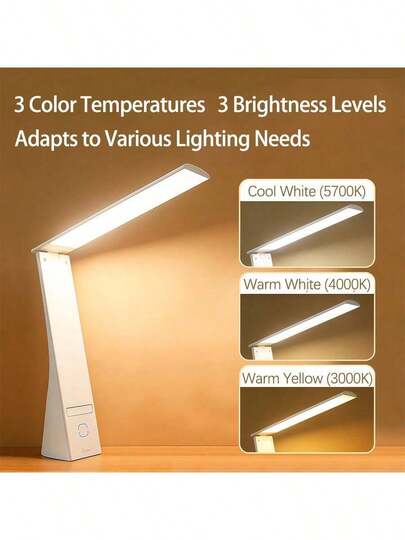 Midea S1 Desk Lamp, Large, Uniform Lighting, Soft Light For Eye Protection, 2000mAh Folding Rechargeable, Nine-Segment Brightness Adjustment, Study Light, White