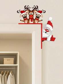 HELLOYOUNG Santa Claus & Reindeer Christmas Door Decor - Festive Handmade Ornaments For Holiday Home Decor. Perfect For Living Rooms, Bedrooms, Offices, Indoor & Outdoor Christmas Decorations. Room Decor