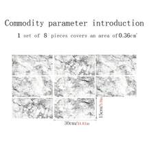 4pcs/8pcs Kitchen Backsplash Faux Marble Brick Pattern Wall Stickers, Home Decor, Dining Room Vanity Decor Self-Adhesive, Waterproof Kitchen Renovation Wallpaper