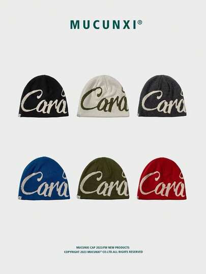 1 chiếc mũ len đan hai mặt họa tiết chữ American Street Letter Intarsia dành cho cả nam và nữ, mũ trùm đầu giữ ấm tai khi trượt ván Hip Hop dành cho cả nam và nữ, thích hợp cho đi bộ ngoài trời, mua sắm, mặc hàng ngày, mùa thu/đông