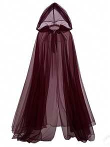 2 piezas/1 pieza Capa larga de malla gótica oscura con capucha de estilo europeo y americano de doble capa para celebración de Halloween, disfraz unisex de bruja; Combo de accesorios para fiesta de vacaciones. Capa larga de malla gótica oscura con capucha de doble capa, unisex. Nuevo conjunto de chal de unicolor retro con cordón y máscara de media cara, capa de novia vampiro