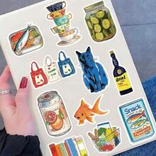 50pcs Vintage Mediterranean Style Graffiti Stickers, Personalized DIY Scrapbooking For Notebook, Phone Case, Laptop, Guitar, Tumbler, Planner Decor,School Supplies,Back To School,School Supplies - 彩色 - 查看 2