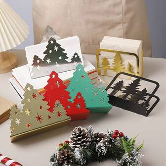 1 pezzo Supporto per rotolo di carta igienica a tema albero di Natale, Supporto verticale decorativo per rotolo di carta da cucina per le feste, Accessorio da scrivania natalizio, Adatto per decorazione domestica, decorazione alberghiera, decorazione cucina