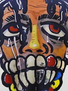 قميص رجالي، طباعة ثلاثية الأبعاد بطبعة غرافيتي مفرطة الإنحناء، قصة فضفاضة بأكمام واسعة وياقة دائرية، أكمام طويلة، ملابس شارع عادية رياضية للخارج، خريف