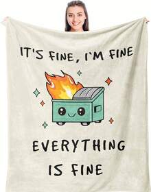 Dumpster Fire, Funny Blanket In Gifts For Women/Men, Funny Office Gifts For Coworkers, It's Fine I'm Fine Everything's Fine, Funny Gifts For Anyone Soft Throw - Watch TV - View 1