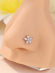 1 件/5 件可爱 L 形鼻钉戒指，适合女士女孩，独特蝴蝶花朵星星方晶锆石夏季金银色鼻环饰品派对和礼物 20G - L Shaped Pin - 查看 3