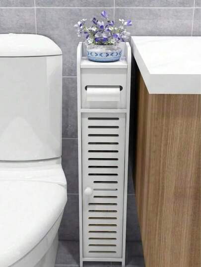 Estante Organizador Baño Sanitario Wc Dos Niveles Con Puerta,gabinete de almacenamiento de varios niveles de pie,gabinete organizador de baño que ahorra espacio.