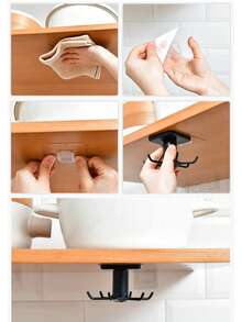 Creative Kitchen Wall Mounted Rotatable Spoon And Spatula 6-Claw Hook, Cabinet And Bathroom Small Item Storage Rack. Bag Clothes Tie Bag Hanger, Kitchen Storage Rack, Hanger, Hook. Kitchen Storage And Organization.