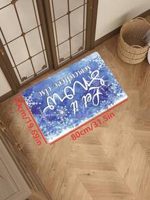 1 Stück Premium Flanell Weihnachts-Schneeflocken-Muster Fußmatte, kleine Matte, 650g/㎡ Dichte, hautfreundlich, pillingfrei, pflegeleicht, maschinenwaschbar, geruchlos, geeignet für Heimdekoration, Raumdekoration, kleine Matte, Wohnzimmerteppich