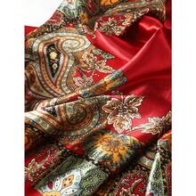 1pc Women Bandana Fashionable Boho Paisley Print Satin Scarf, Elegant Lightweight Headscarf Accessory For Everyday Casual Wear, UV Protection Shawl - Red - View 6