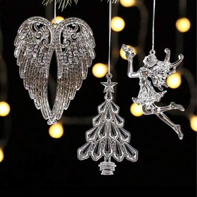 10 piezas Conjunto de decoración de gota de agua de iciclo de acrílico navideño - Adecuado para decoración de árbol de Navidad semi transparente durante las vacaciones, invierno y celebraciones de Año Nuevo - Accesorios colgantes navideños sin electricidad requerida, colgante de llave navideña, adecuado para decoración de fiesta navideña, decoración del hogar, decoraciones navideñas, decoración de habitación