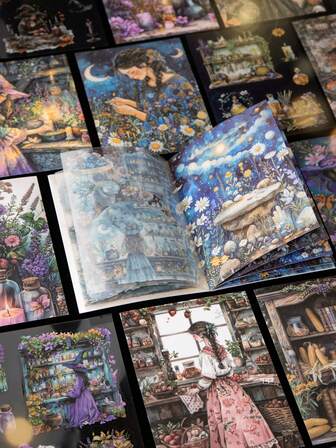 20 张/册，10 张 PET 贴纸 + 10 张和纸贴纸，药水主题贴纸书，适用于剪贴簿、记事本、水瓶装饰