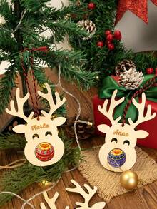 Custom Christmas Decorations With Name, Personalized Christmas Tree Decorations, Customized Christmas Ornaments, Customizable Christmas Gifts, Wooden Reindeer Pendant, Diy Ornaments, Christmas, Wooden, Party Decorations, Living Room Decor, Indoor, Outdoor, Garden, Room Decor, Boys, Girls, Mom, Kids