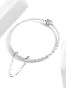 1PC Fashionable Love Zirconia Beads Charms Fit For Women Bracelets Bangles DIY Jewelry Making And Daily Outfit Matching Jewelry Decoration For Girls