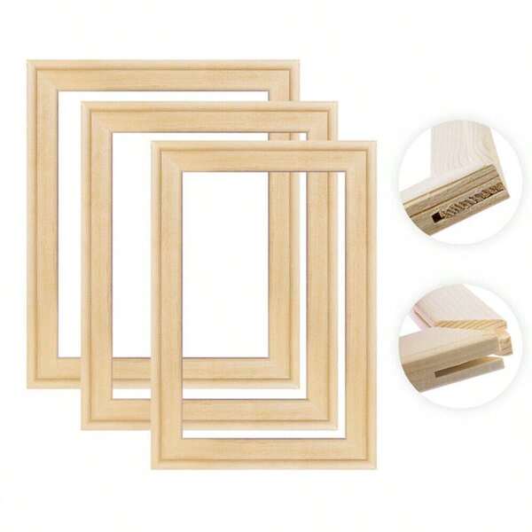 1 Set mit 4 DIY Holzleinwandrahmen (Montage erforderlich) (ohne Glas) (inklusive Zubehör), Kiefernholzrahmen für DIY Ölmalerei, Leinwandkunst, Diamantmalerei, verstärkter Seidenrahmen, Malpraxis, Heimdekoration