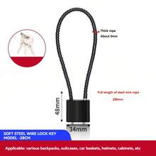 1 pieza Candado de casco de bicicleta - Candado de cable de acero suave 2 en 1, cuerda de acero reforzada de 28 cm (negro), con llave, diseño antirrobo para cestas de bicicleta, armarios y puertas, duradero y flexible