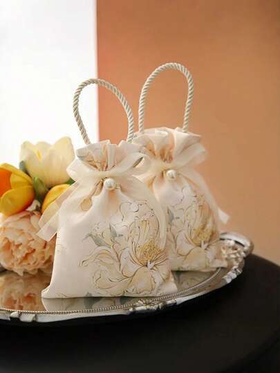 New Wedding Candy Bags, High-End Wedding Candy Boxes, Handheld Candy Bags, Little Red Book Flower Cloth Bags