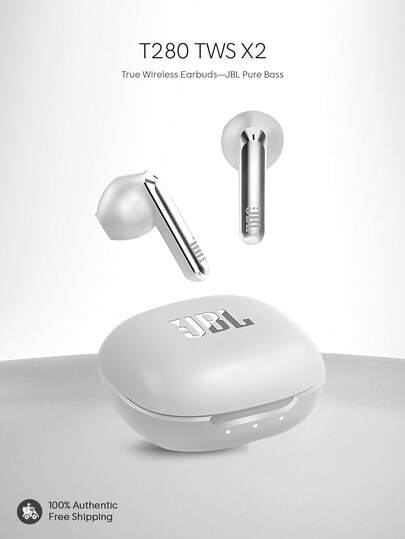 JBL Auriculares inalámbricos Bluetooth 5.3 T280TWS X2 - Auriculares deportivos semi-in-ear con cancelación de ruido, resistentes al agua IPX4 y al sudor, adecuados para fitness/running, compatible con carga rápida Type-C