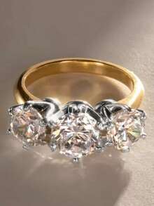1 pieza Anillo de circonita cúbica glamoroso para mujer, regalo para boda, compromiso, San Valentín o fiesta - 1# - Ver 13