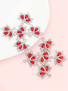 10pcs Colored Rhinestones Inlay Autumn Maple Leaf Charms Delicate Charming Clavicle Chain Necklace Earrings Keychain Hair Accessories DIY Sparkling Leaves Pendants - Perfect For Fall-Themed Party & Banquet, Great Decorations And Gift For Easter & Thanksgiving