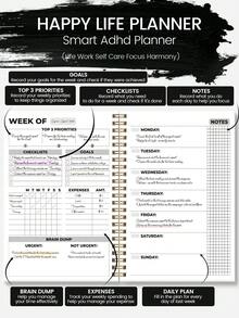 1 pezzo Pianificatore mensile e settimanale per 2026-2027, Pianificatore mensile semplice formato A5 con priorità, checklist e note, ideale per concentrazione e produttività, accessori per scrivania, ritorno a scuola - nero - Visualizzare 5