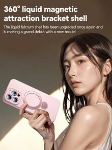 Simple Solid Color Magnetic Case Compatible With IPhone Series,Mobile Phone Stand,Soft Liquid Silicone Material,Soft Bumper, Shockproof Slim Bling Clear Case Compatible With IPhone Series,Compatible With IPhone 15Pro Max/16Pro Max Series,Back-To-School Supplies,Hallows' Day Christmas Gifts,Suitable For Women, Gifts For Family, Friends, Lovers