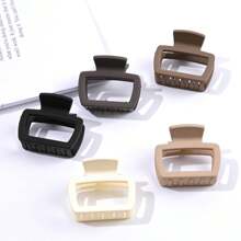 4pcs/5pcs Elegant Matte Square Hair Clips Set - Versatile Fashion Claw Clips, Suitable For Women And Girls, For Ponytails And Buns, Great For Everyday Styling And Makeup, Random Colors Hair Accessories