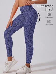 1 Stück Damen Leggings mit hoher Taille und Liftwirkung, Sporthose, Laufhose, Radhose, Fitnessbekleidung, hohe Elastizität, weich & atmungsaktiv, feuchtigkeitsableitend, geeignet für Fitnessstudio, Yoga, Pilates, Outdoor, Lässig, Sport, Laufen, Joggen, Training, Radfahren, Tennis, Badminton, Fußball, Golf