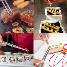 2/1 Set hochwertige Edelstahl Küchenzangen - ergonomisch gestaltete Grillzangen und Kochpinzetten für präzises Lebensmittelhandling - geeignet für Grillen, Kochen und Vor-Mahlzeiten Zubereitung