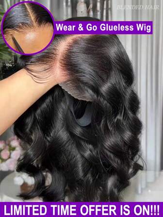 200% Density Glueless Wear And Go 5x5 Glueless Closure Wig Pre Cut Body Wave 13x4 13x6 Lace Front Wigs Pre-Plucked With Baby Hair Natural Hairline HD Lace Frontal Wig