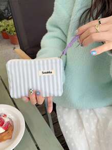 1 szt. Mała kosmetyczka w paski, woreczek do przechowywania szminek, kosmetyczka podróżna, kosmetyczka, śliczna kosmetyczka, kosmetyczka podróżna, kosmetyczka, torba do przechowywania kosmetyków, duża pojemność, mała kosmetyczka damska na prezent, torba do przechowywania, kosmetyczka podróżna, kosmetyczka, jesienne niezbędniki uniwersyteckie, niezbędne w podróży, torba podróżna na wakacje dla kobiet, kosmetyczka, organizer na kosmetyki