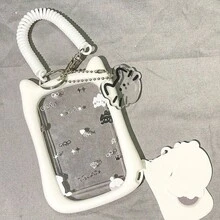 Cute Cat Design Card Holder With Keychain, Perfect For Student Bus Card, Subway Card And Campus ID Card - Durable And Stylish Document Protector, Student Accessories | Silicone Case - Color - View 3