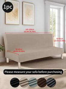 1pc Milk Silk Armless Sofa Cover, All Season Modern Minimalist Armless Sofa Dust Cover, Scratch-Resistant, Washable, Suitable For Living Room, Bedroom, Study, Black, Light Gray