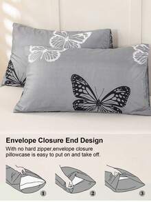 3pcs/Set Butterfly Pattern Duvet Cover Set(1 Duvet Cover & 2 Pillowcase)Soft And Skin-Friendly Duvet Cover Bedding Set For Home, All Season Bed Sheets Set - Multicolor - View 7