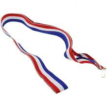 CQL0 E-Outstanding Award Neck Ribbons 12pcs Red White Blue 880mm Medal Award Ribbons Striped Medal Lanyards With Snap Clips Competitions Sports Meeting Sport Party - 1 - View 2