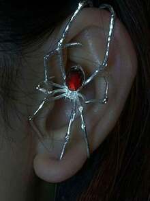 1pc Halloween Dark Gothic Creeper Spider Ear Cuffs For Women, Sweet Cool Punk Personalized Exaggerated Copper Earring Clip, Halloween Party Ear Jewelry Accessories Festival Gifts