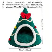 现代风格圣诞树形猫床，带防滑底座，柔软天鹅绒材质，可拆卸填充物，超厚设计 - 未组装宠物屋温暖冬季可洗狗窝，是宠物爱好者的完美圣诞礼物 - 彩色 - 查看 11