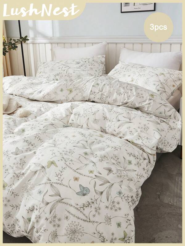 Cirelle Floral Duvet Cover Set Country Farmhouse Bedding Set 3 Pcs White Super Soft Breathable Duvet Cover 1 Duvet Cover With Zipper 2 Pillowcases No Comforter Gifts For Women&Men