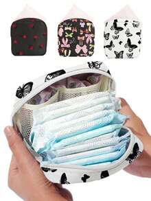 大容量卫生巾收纳袋，多功能便携式收纳盒，零钱包和迷你化妆包，哺乳垫收纳袋，卫生棉条收纳袋，女性用品收纳袋，休闲风格，涤纶材质，收纳方案，也是旅行、海滩度假、暑假、学校用品和返校的理想旅行配件。