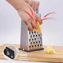 1 rallador de acero inoxidable, rallador de patatas multiusos, rallador de jengibre con recipiente, rallador de queso casero, rallador de verduras, rallador manual de cuatro lados, utensilios de cocina, accesorios de cocina - Blanco - Ver 4