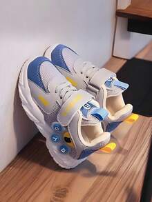 Zapatillas deportivas infantiles modernas y transpirables, con diseño decorativo de letras y animales, zapatillas planas cómodas y transpirables con malla, cordones adhesivos, suela resistente y antideslizante, ideales para el uso diario, ir al colegio y actividades al aire libre. - Rosa - Ver 4