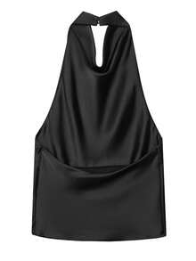 Halter Top Women Tanks & Camis Satin Sleeveless Top Female Y2k Vest Summer Cute Street Style Yellow Backless Ladies Camisole