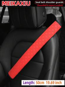 MEIKAXIU 50cm/19.69in PU Leather Embossed Comfortable Soft Extended Car Shoulder Pad, Universal Car Decor Accessory, Safety Belt Protector To Relieve Pressure And Prevent Tightness