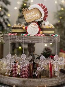 4pcs Transparent Angel Pendants Are Suitable For Home And Office Decorations On Christmas, Halloween, Valentine's Day And Other Festivals, Suitable For Christmas Trees, Acrylic Wings Angel Pendants, Christmas Decorations, Home Decor, Holiday Hanging Decorations, Party Decor Winter Room Decor